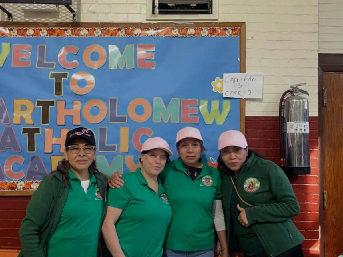 Volunteers at the St. Bartholomew Church community event in Elmhurst